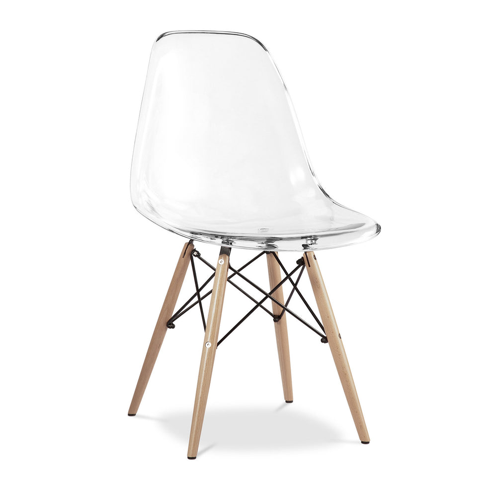 Clear And Natural Heavy Duty Plastic And Wood Dining Side Chair By Homeroots | Dining Chairs | Modishstore - 2