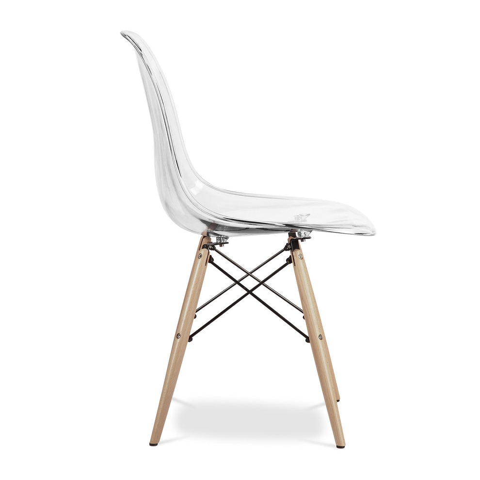 Clear And Natural Heavy Duty Plastic And Wood Dining Side Chair By Homeroots | Dining Chairs | Modishstore - 4