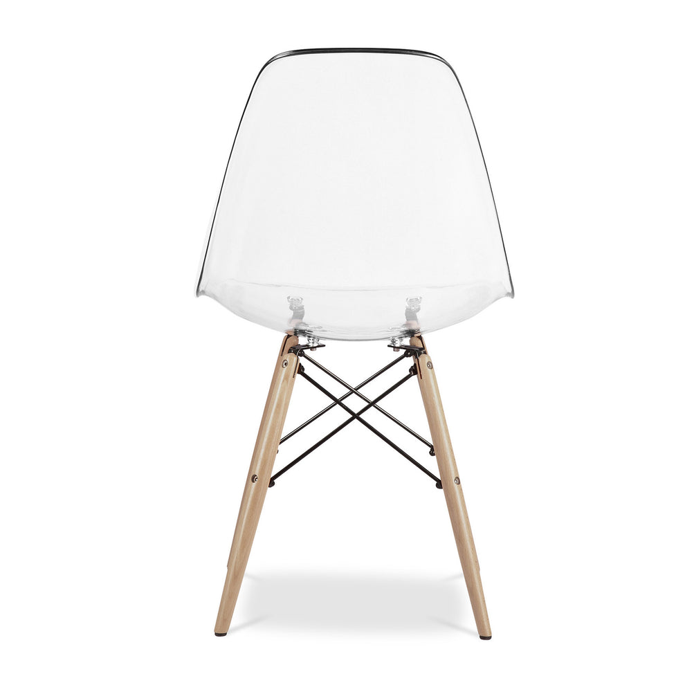 Clear And Natural Heavy Duty Plastic And Wood Dining Side Chair By Homeroots | Dining Chairs | Modishstore - 5