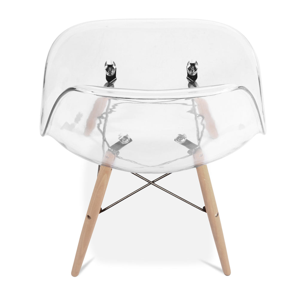 Clear And Natural Heavy Duty Plastic And Wood Dining Side Chair By Homeroots | Dining Chairs | Modishstore - 7