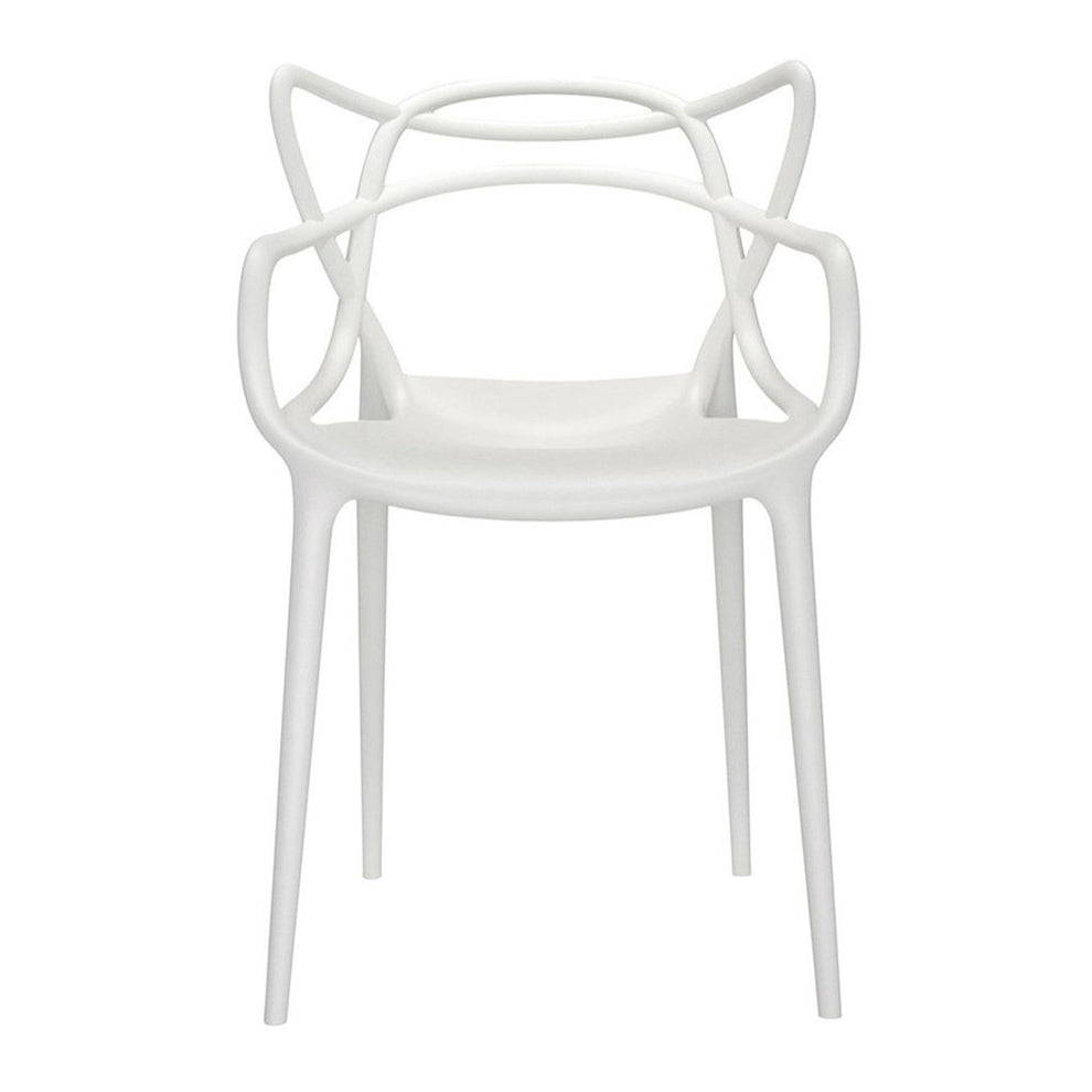 White Heavy Duty Plastic Open Back Dining Arm Chair By Homeroots | Dining Chairs | Modishstore - 7