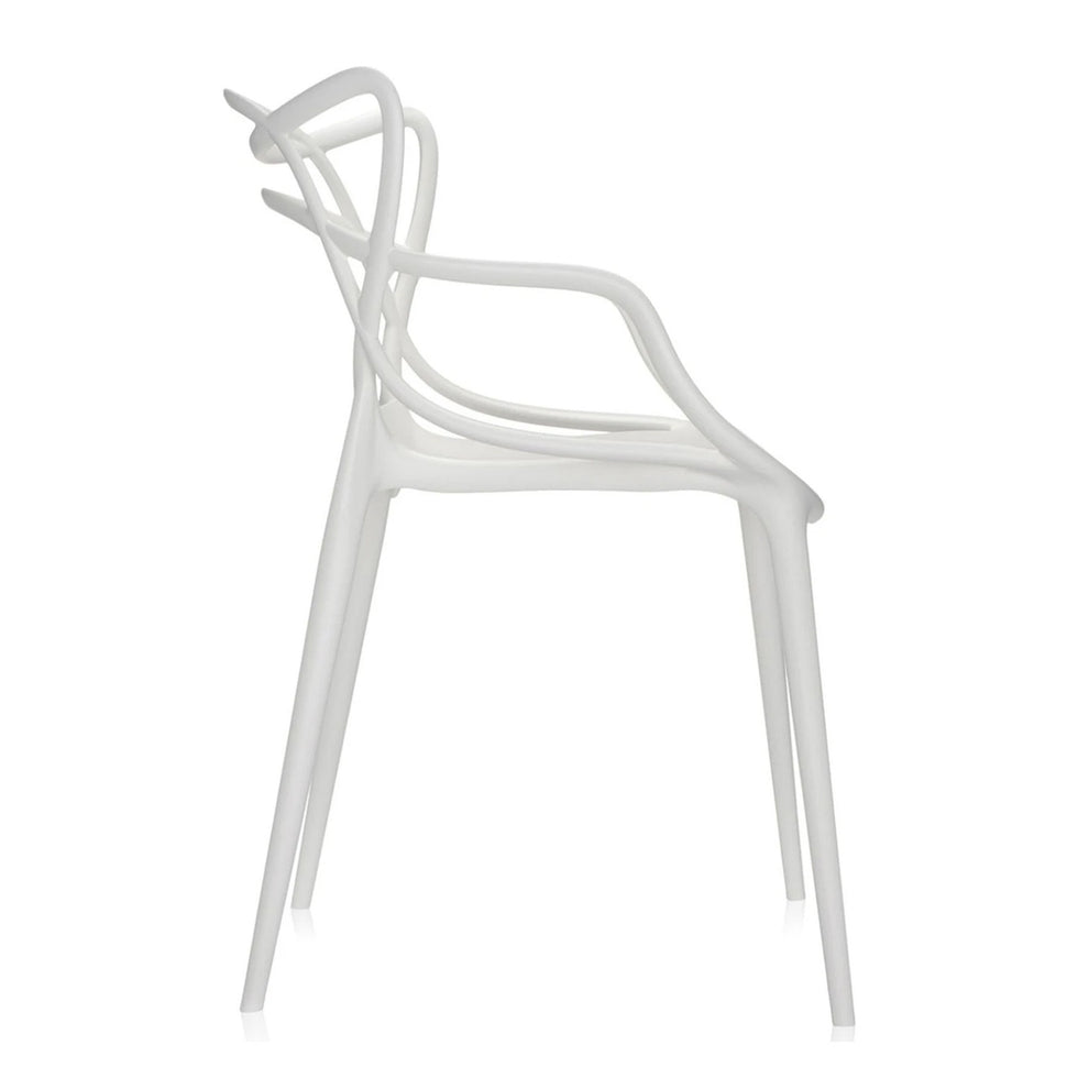 White Heavy Duty Plastic Open Back Dining Arm Chair By Homeroots | Dining Chairs | Modishstore - 2