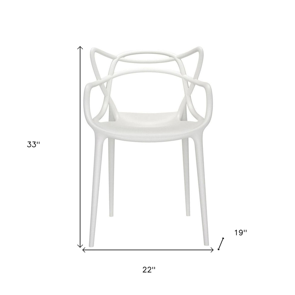 White Heavy Duty Plastic Open Back Dining Arm Chair By Homeroots | Dining Chairs | Modishstore - 5