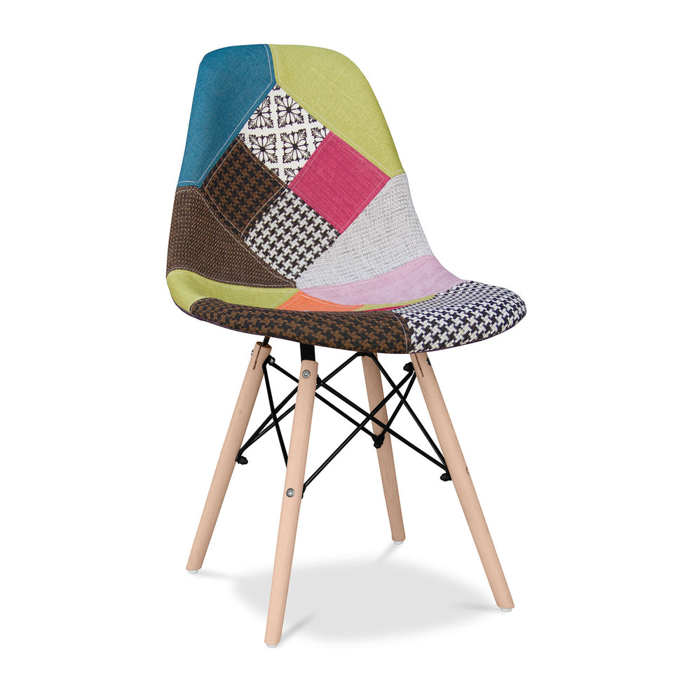 Brown Green and Pink And Natural Upholstered Fabric Dining Side Chair By Homeroots | Dining Chairs | Modishstore - 4