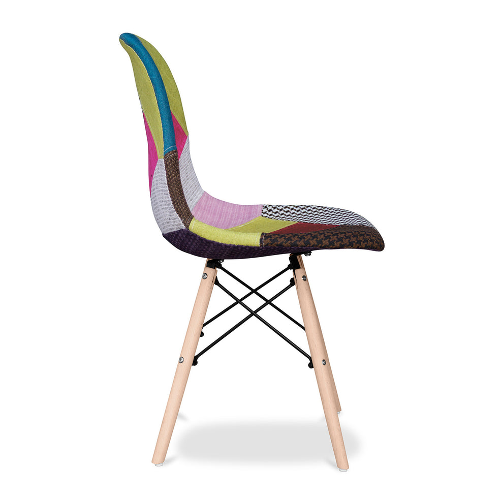 Brown Green and Pink And Natural Upholstered Fabric Dining Side Chair By Homeroots | Dining Chairs | Modishstore - 3