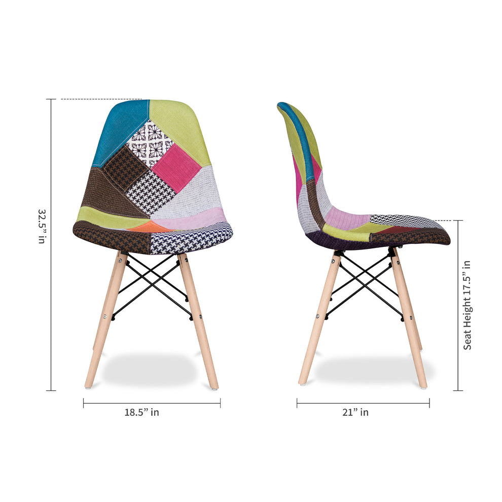 Brown Green and Pink And Natural Upholstered Fabric Dining Side Chair By Homeroots | Dining Chairs | Modishstore - 2
