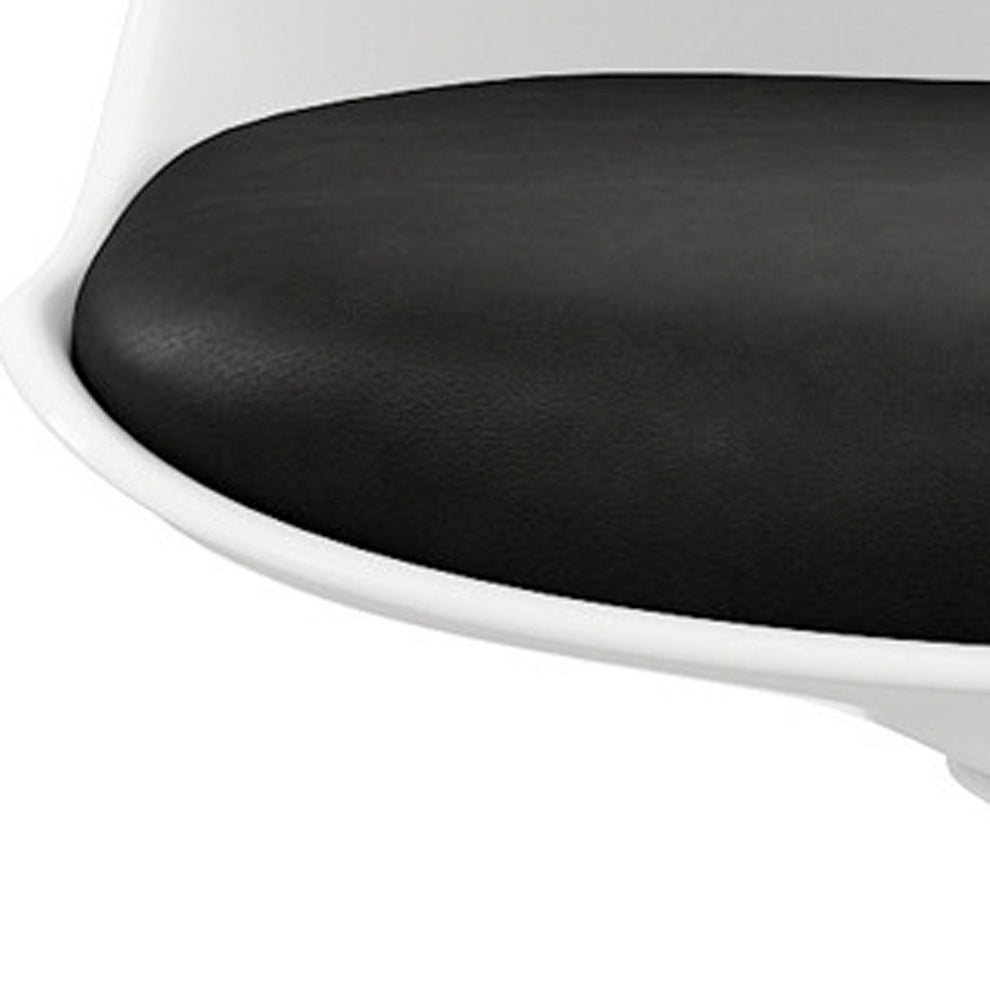 Black And White Upholstered Faux Leather Dining Side Chair By Homeroots | Dining Chairs | Modishstore - 8
