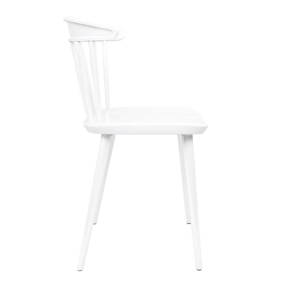 White Heavy Duty Plastic Slat Back Dining Side Chair By Homeroots | Dining Chairs | Modishstore - 2