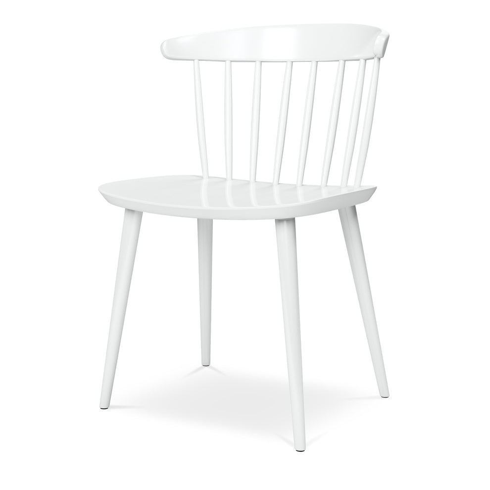 White Heavy Duty Plastic Slat Back Dining Side Chair By Homeroots | Dining Chairs | Modishstore - 3