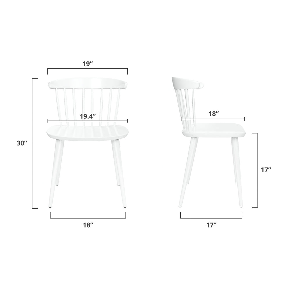 White Heavy Duty Plastic Slat Back Dining Side Chair By Homeroots | Dining Chairs | Modishstore - 7