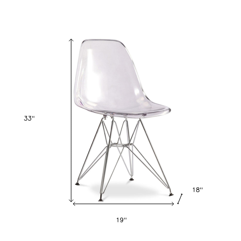 Clear and Silver Steel Dining Side Chair By Homeroots | Dining Chairs | Modishstore - 4