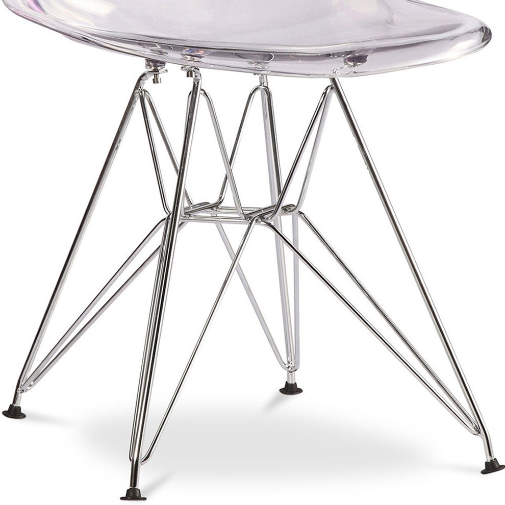 Clear and Silver Steel Dining Side Chair By Homeroots | Dining Chairs | Modishstore - 3