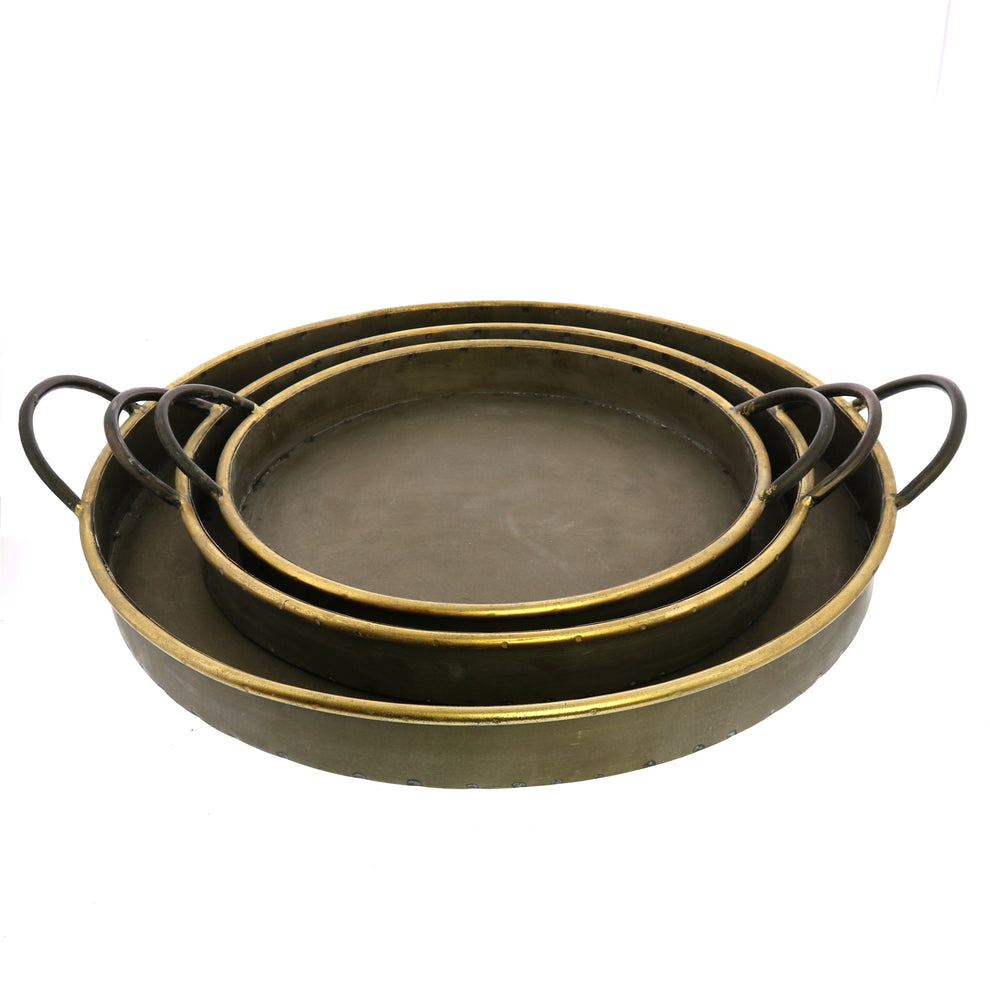 Archer Galvanized Trays, Round - Set of 3 By HomArt | Trays | Modishstore - 5