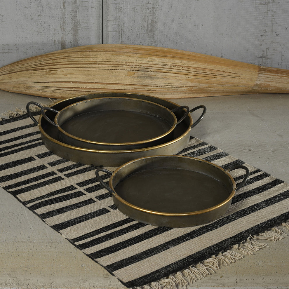 Archer Galvanized Trays, Round - Set of 3 By HomArt | Trays | Modishstore - 7
