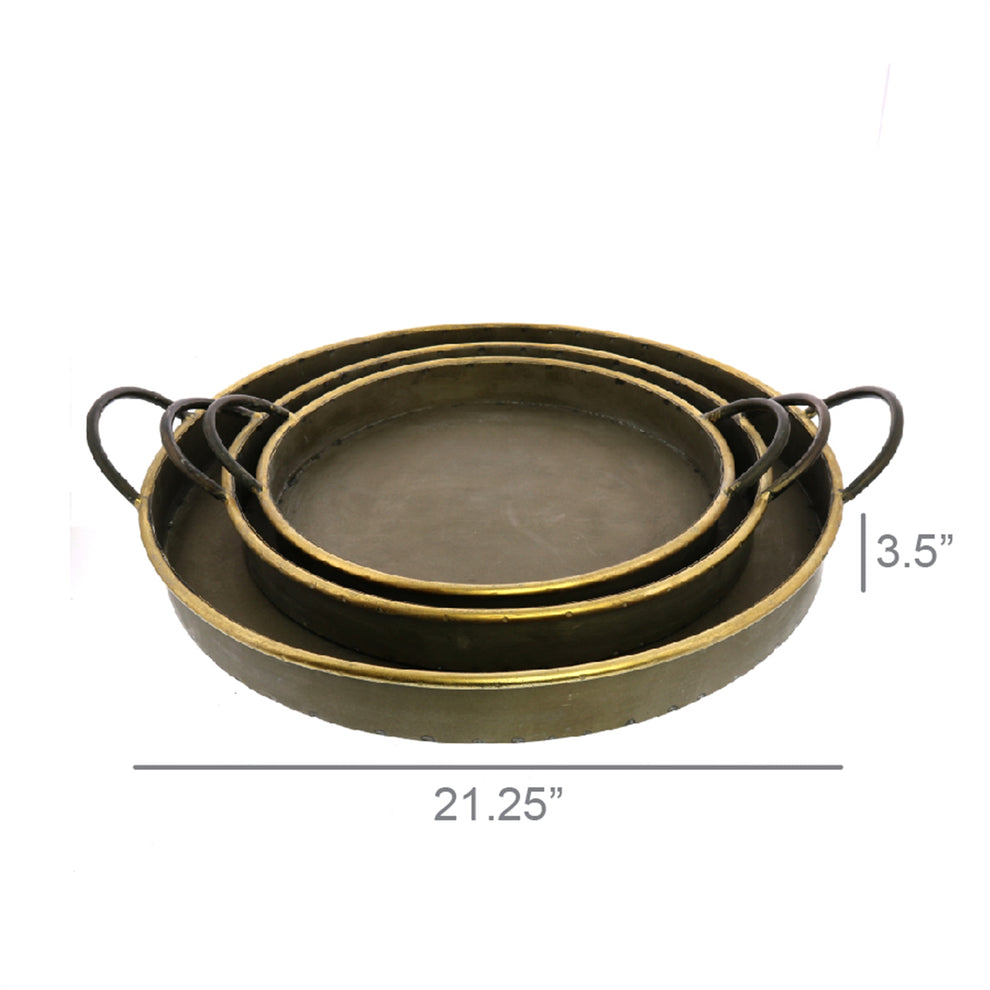 Archer Galvanized Trays, Round - Set of 3 By HomArt | Trays | Modishstore - 6
