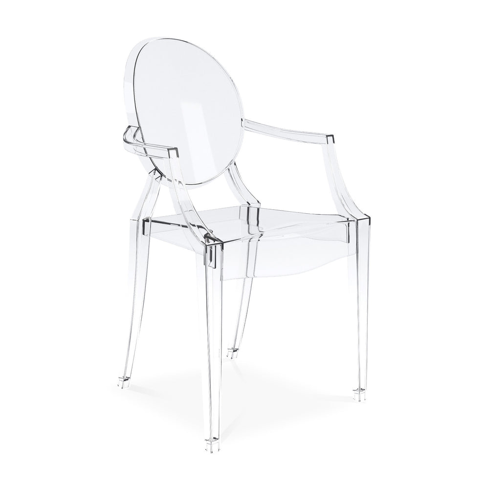 Clear Acrylic King Louis Back Dining Arm Chair By Homeroots | Dining Chairs | Modishstore - 2