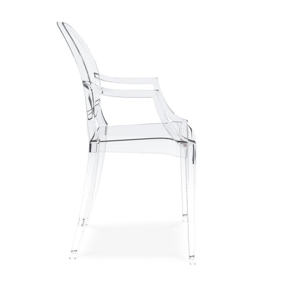Clear Acrylic King Louis Back Dining Arm Chair By Homeroots | Dining Chairs | Modishstore - 3