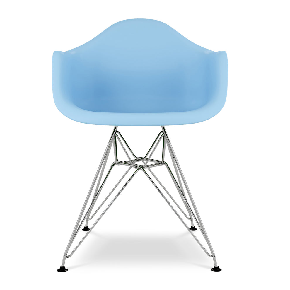 Light Blue And Silver Heavy Duty Plastic Dining Arm Chair By Homeroots | Dining Chairs | Modishstore - 3