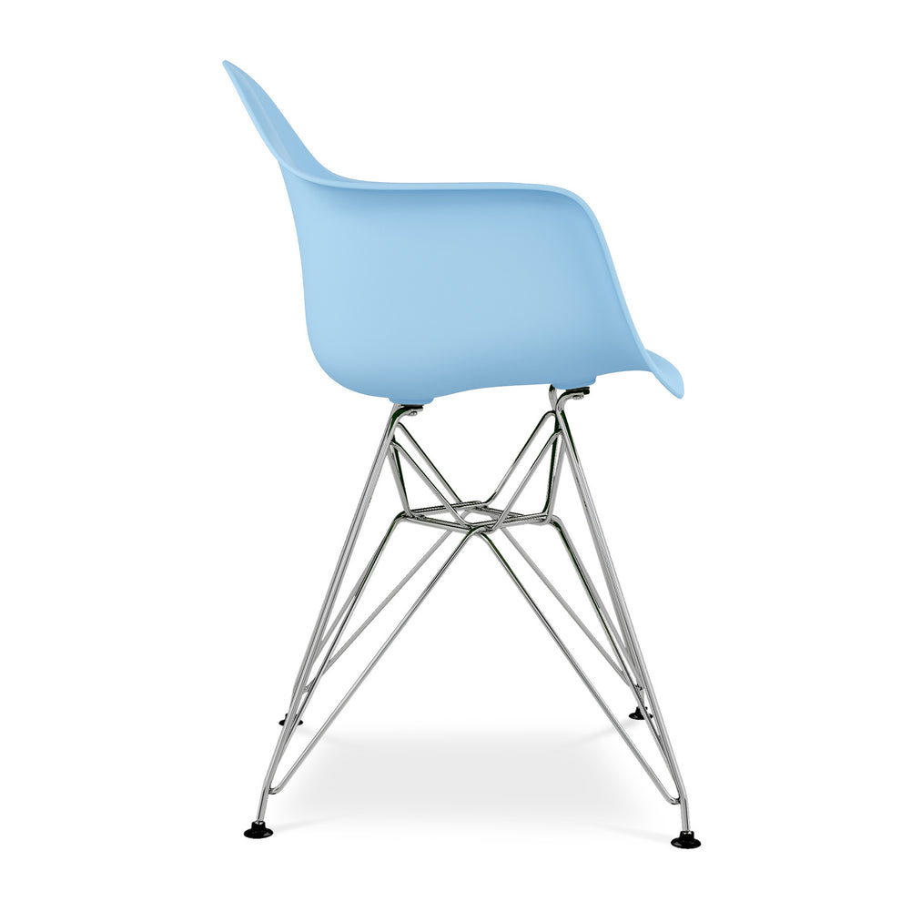Light Blue And Silver Heavy Duty Plastic Dining Arm Chair By Homeroots | Dining Chairs | Modishstore - 4