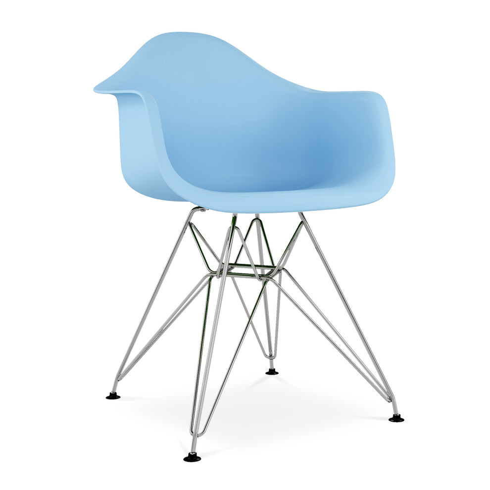 Light Blue And Silver Heavy Duty Plastic Dining Arm Chair By Homeroots | Dining Chairs | Modishstore - 5