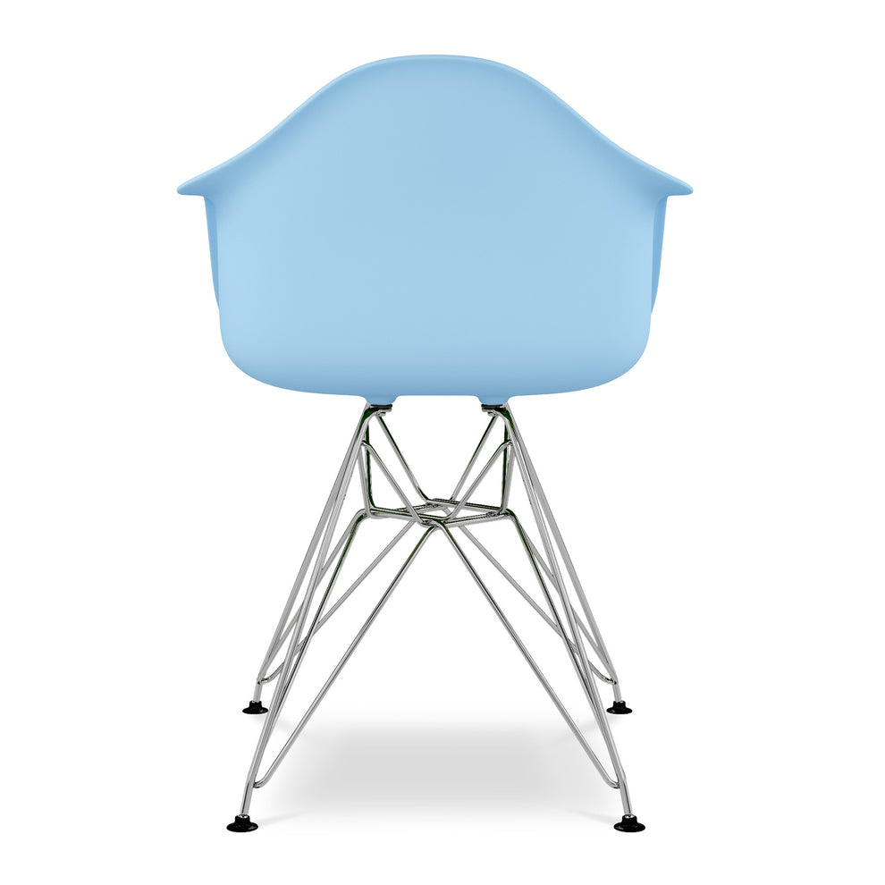 Light Blue And Silver Heavy Duty Plastic Dining Arm Chair By Homeroots | Dining Chairs | Modishstore - 6