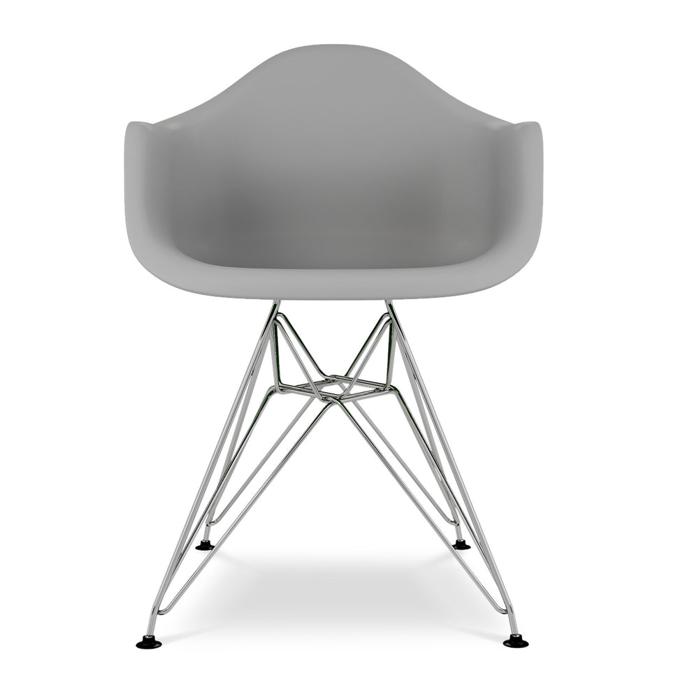 Gray And Silver Heavy Duty Plastic Dining Arm Chair By Homeroots | Dining Chairs | Modishstore - 6