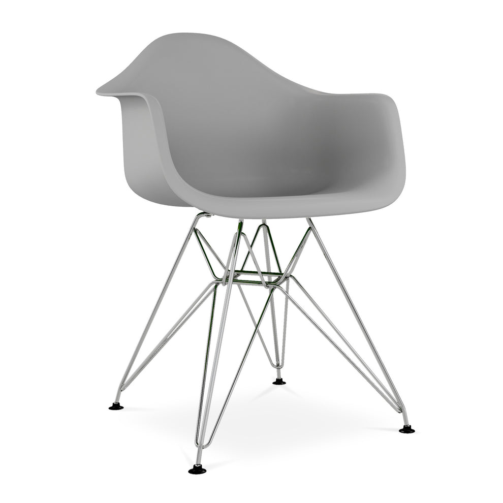 Gray And Silver Heavy Duty Plastic Dining Arm Chair By Homeroots | Dining Chairs | Modishstore - 2