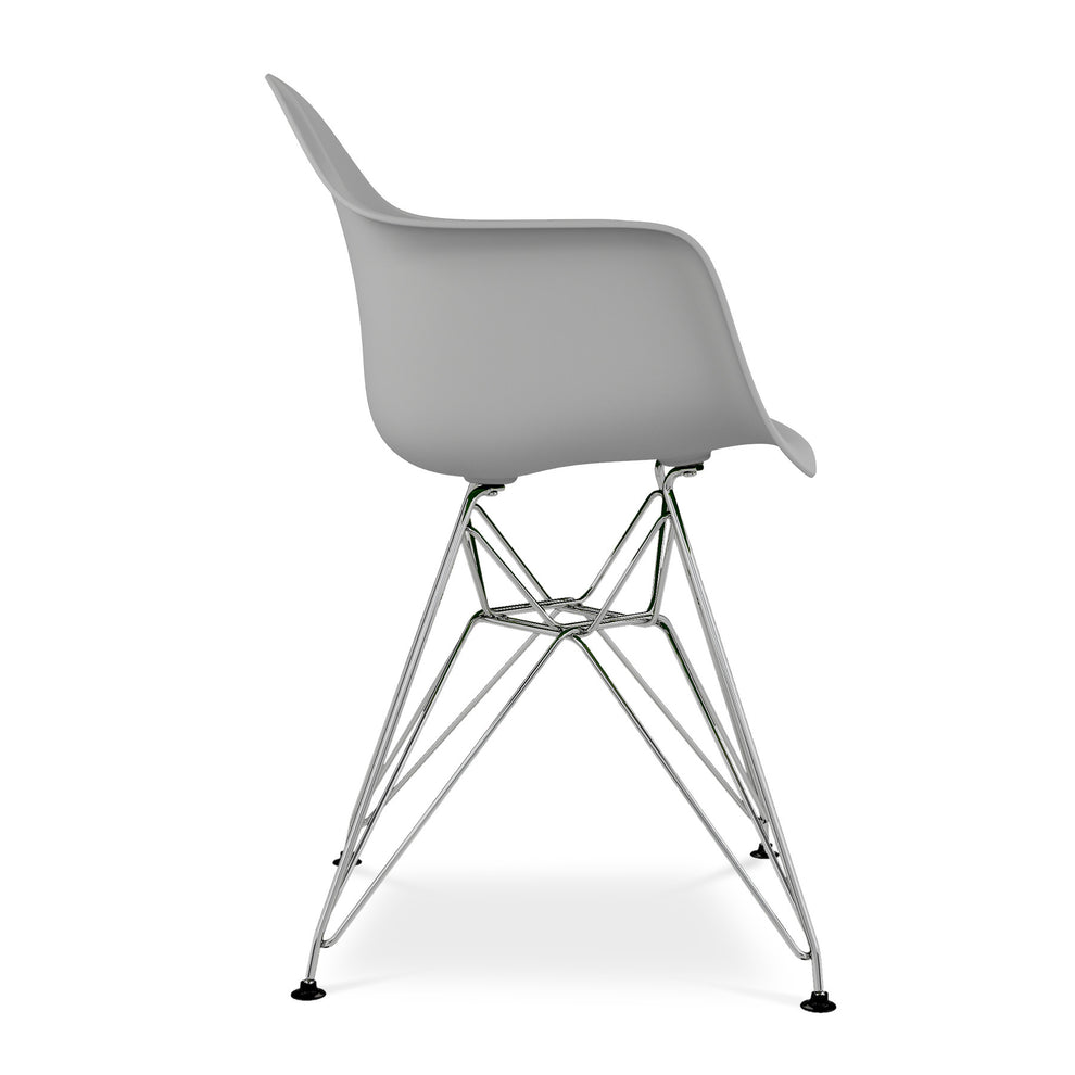 Gray And Silver Heavy Duty Plastic Dining Arm Chair By Homeroots | Dining Chairs | Modishstore - 3