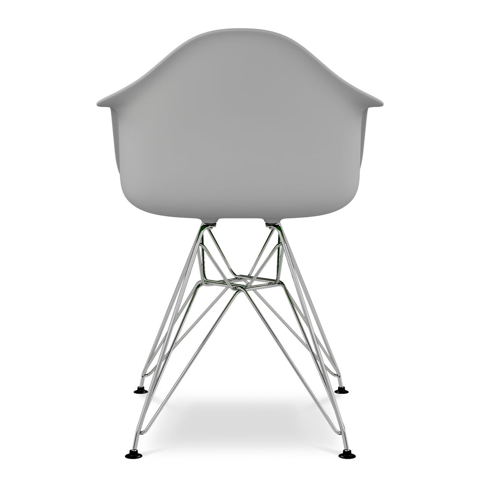 Gray And Silver Heavy Duty Plastic Dining Arm Chair By Homeroots | Dining Chairs | Modishstore - 4