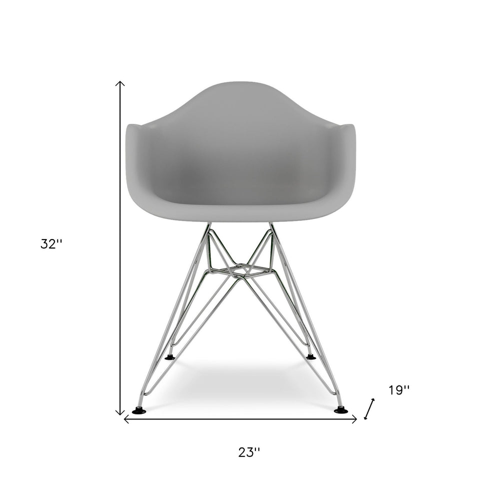 Gray And Silver Heavy Duty Plastic Dining Arm Chair By Homeroots | Dining Chairs | Modishstore - 7