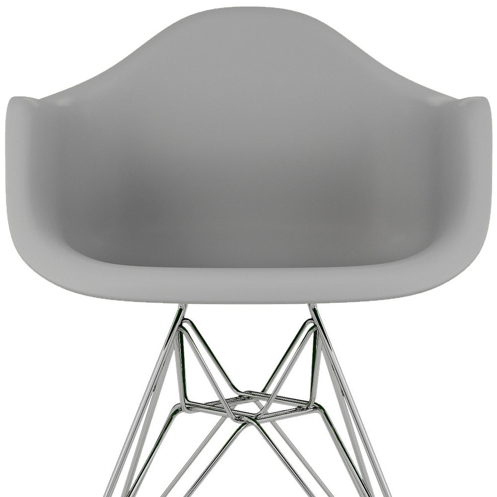 Gray And Silver Heavy Duty Plastic Dining Arm Chair By Homeroots | Dining Chairs | Modishstore - 5