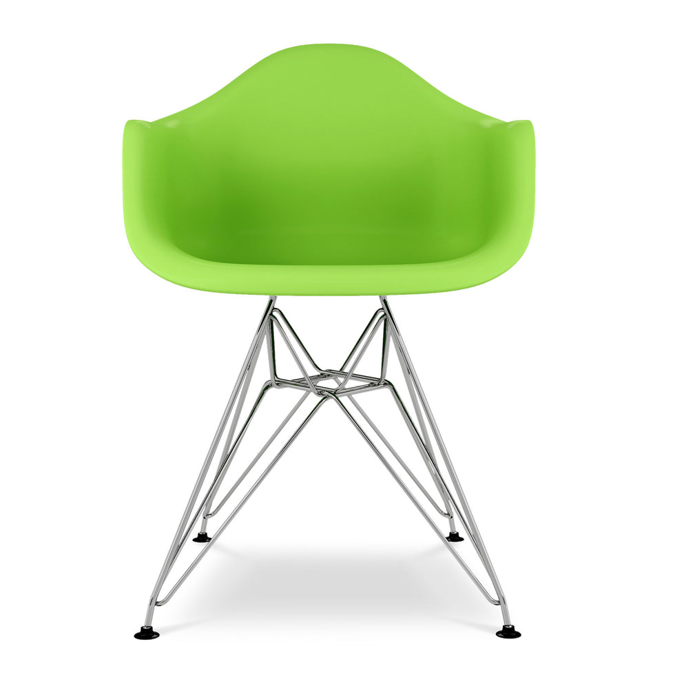 Green And Silver Heavy Duty Plastic Dining Arm Chair By Homeroots | Dining Chairs | Modishstore - 6