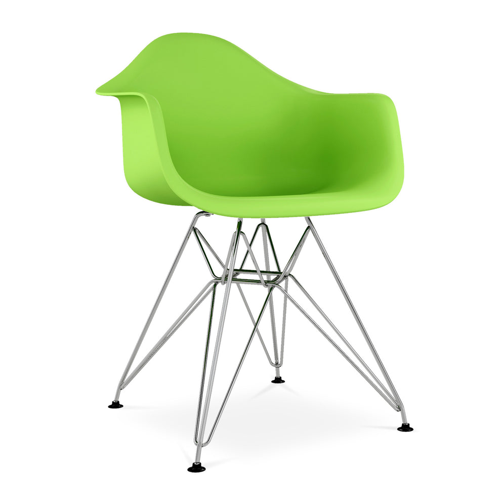 Green And Silver Heavy Duty Plastic Dining Arm Chair By Homeroots | Dining Chairs | Modishstore - 2