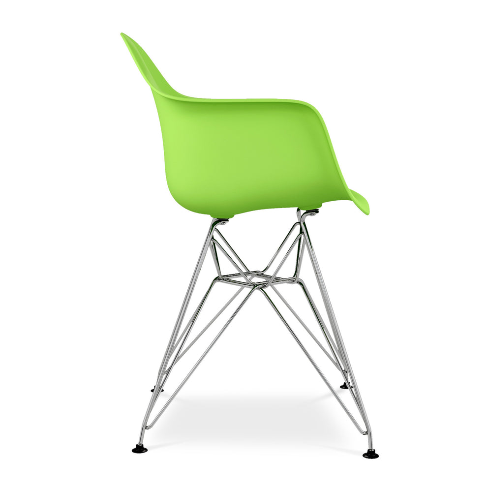 Green And Silver Heavy Duty Plastic Dining Arm Chair By Homeroots | Dining Chairs | Modishstore - 3