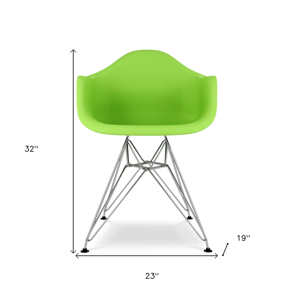 Green And Silver Heavy Duty Plastic Dining Arm Chair By Homeroots | Dining Chairs | Modishstore - 7