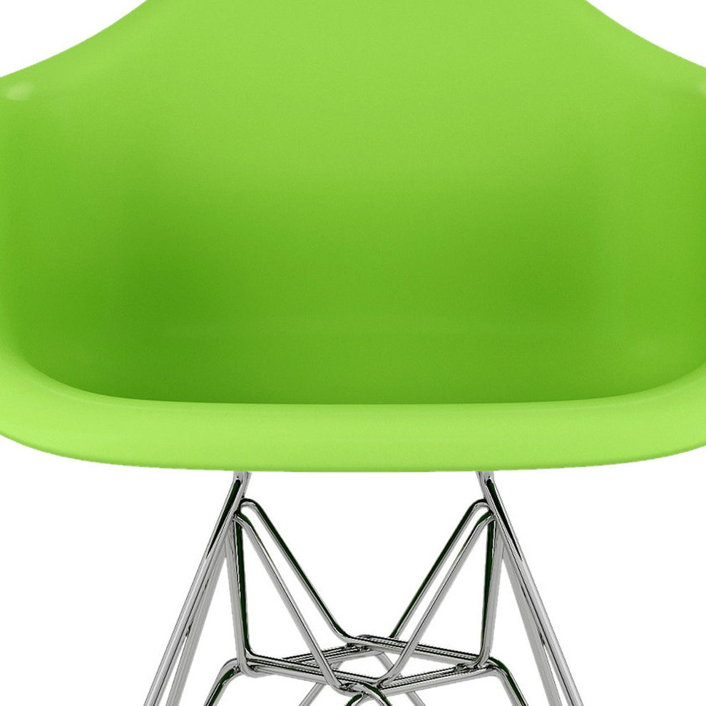 Green And Silver Heavy Duty Plastic Dining Arm Chair By Homeroots | Dining Chairs | Modishstore - 5