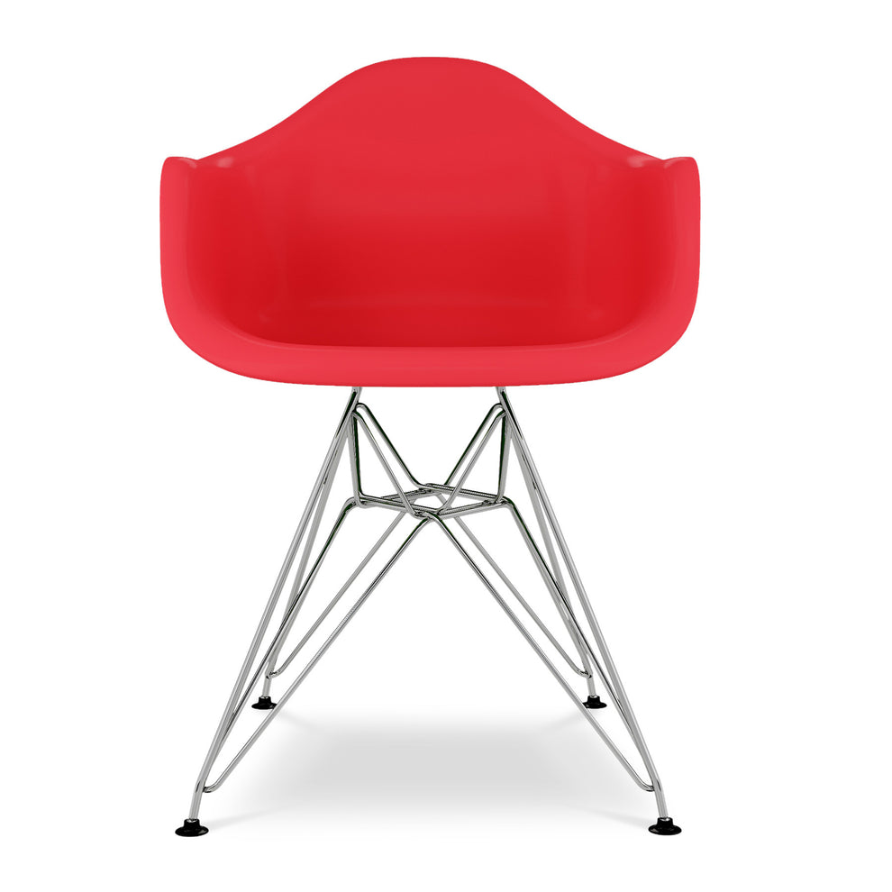 Red And Silver Heavy Duty Plastic Dining Arm Chair By Homeroots | Dining Chairs | Modishstore - 6