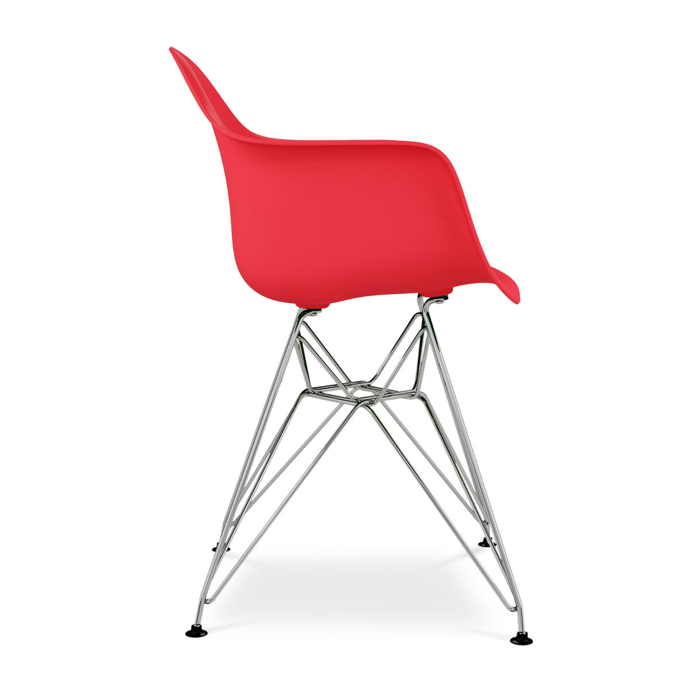 Red And Silver Heavy Duty Plastic Dining Arm Chair By Homeroots | Dining Chairs | Modishstore - 3