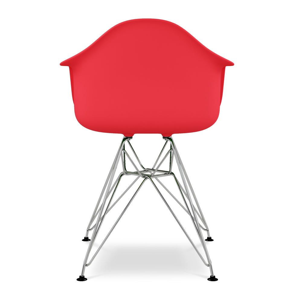 Red And Silver Heavy Duty Plastic Dining Arm Chair By Homeroots | Dining Chairs | Modishstore - 4