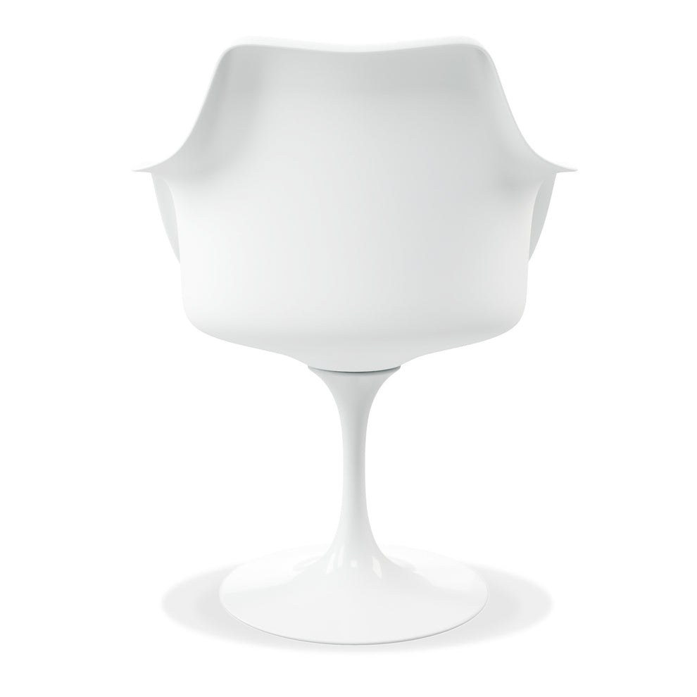 White Heavy Duty Plastic Swivel Dining Arm Chair With Faux Leather Cushion By Homeroots | Dining Chairs | Modishstore - 5