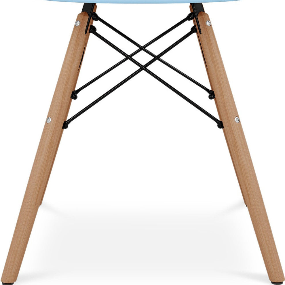 Blue And Natural Heavy Duty Plastic And Solid Wood Dining Arm Chair By Homeroots | Dining Chairs | Modishstore - 5