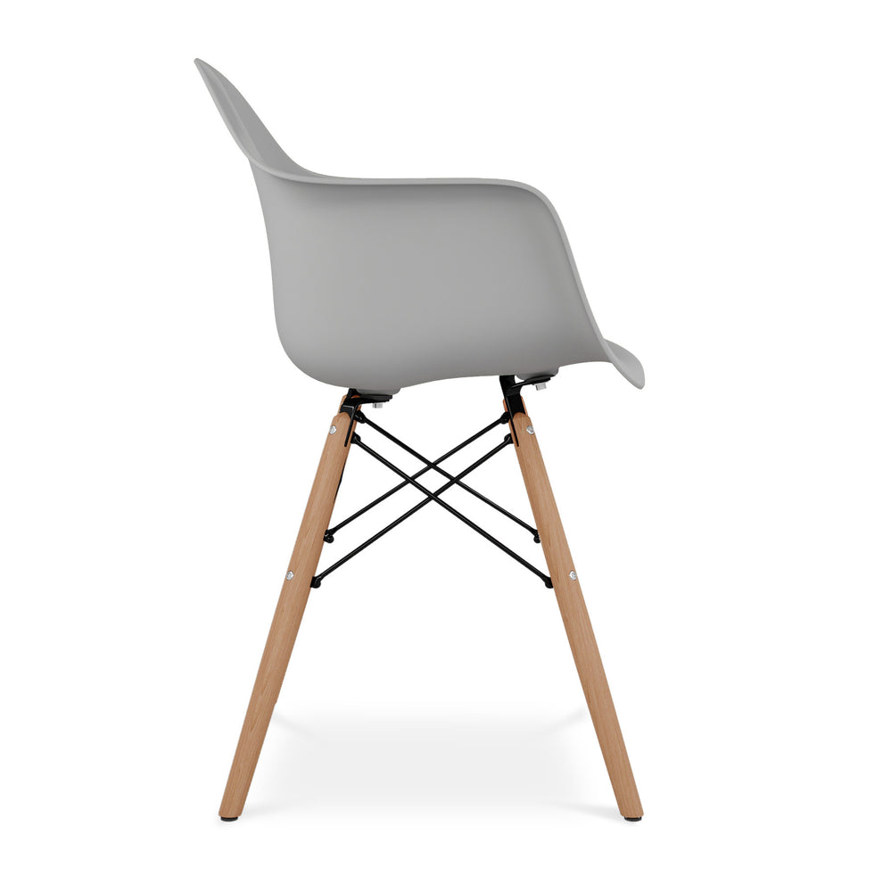 Gray And Natural Heavy Duty Plastic And Solid Wood Dining Arm Chair By Homeroots | Dining Chairs | Modishstore - 4