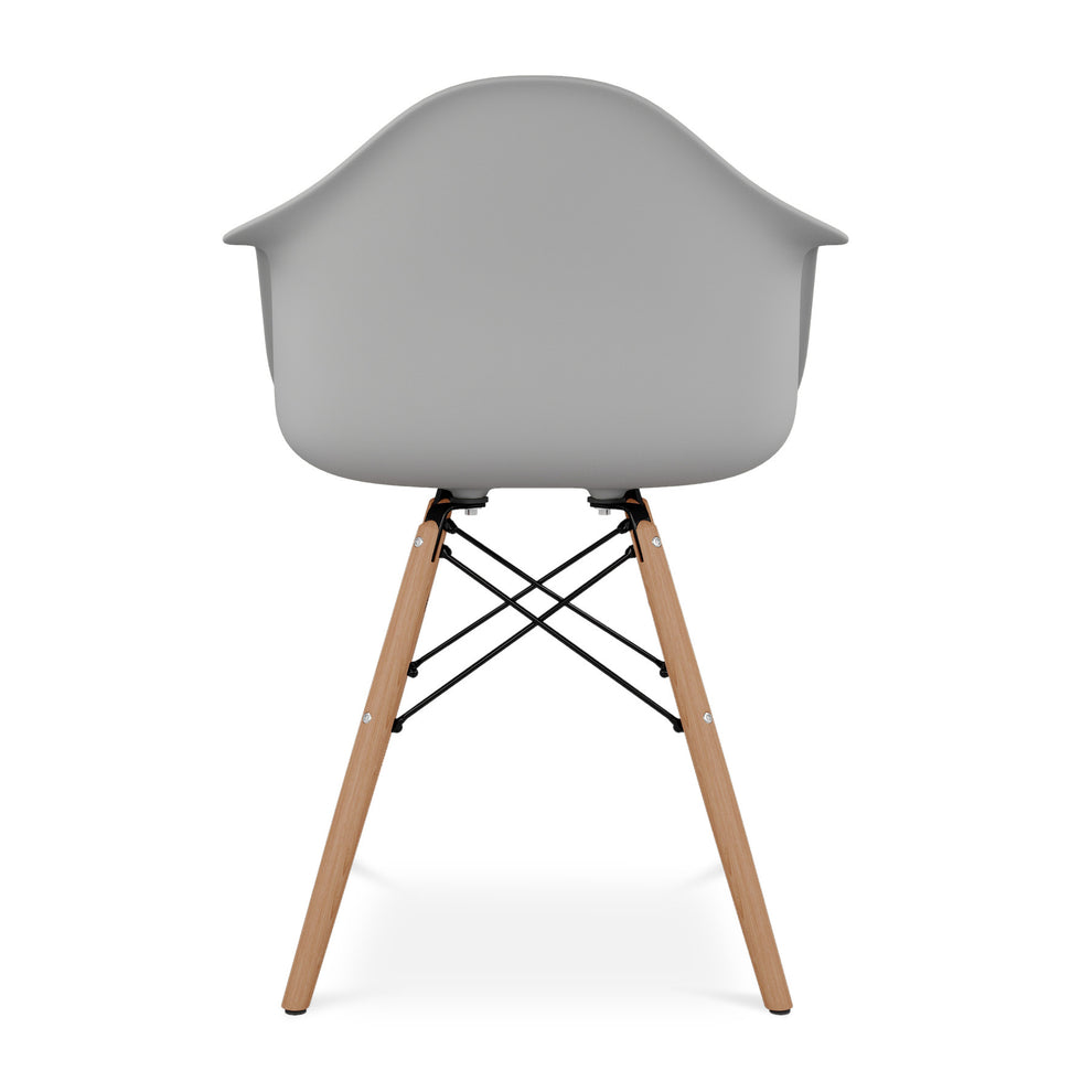 Gray And Natural Heavy Duty Plastic And Solid Wood Dining Arm Chair By Homeroots | Dining Chairs | Modishstore - 5