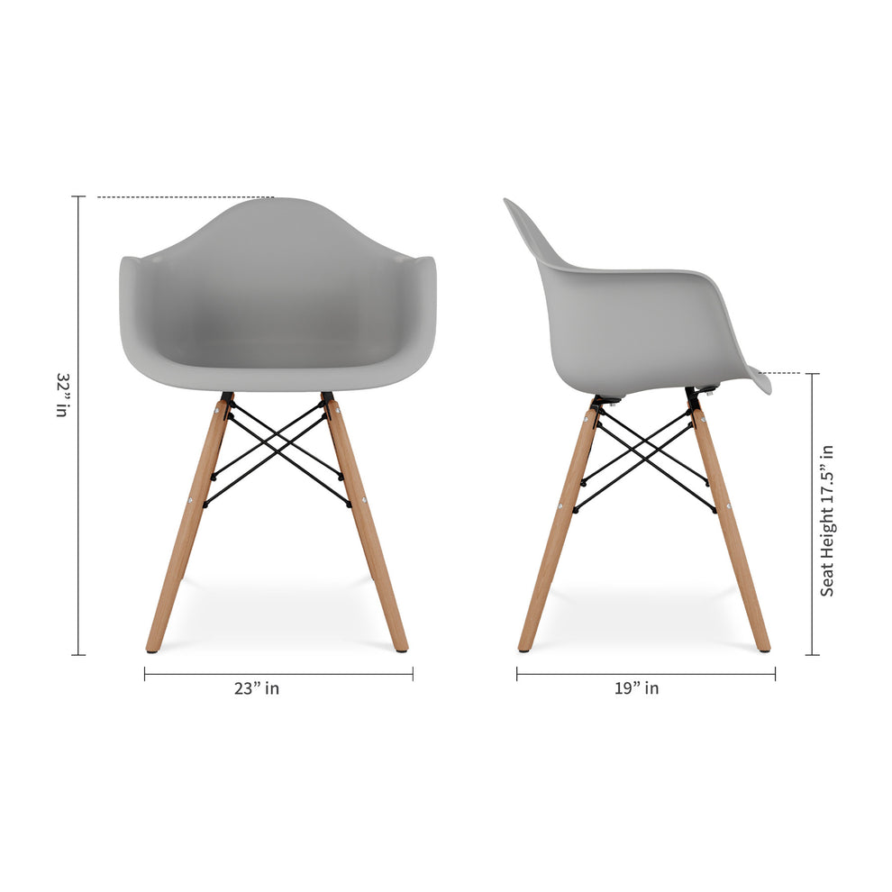 Gray And Natural Heavy Duty Plastic And Solid Wood Dining Arm Chair By Homeroots | Dining Chairs | Modishstore - 7