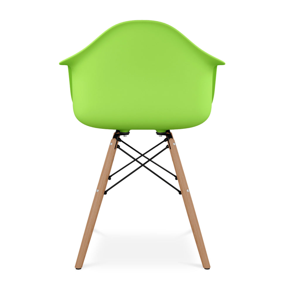 Green And Natural Heavy Duty Plastic And Solid Wood Dining Arm Chair By Homeroots | Dining Chairs | Modishstore - 4