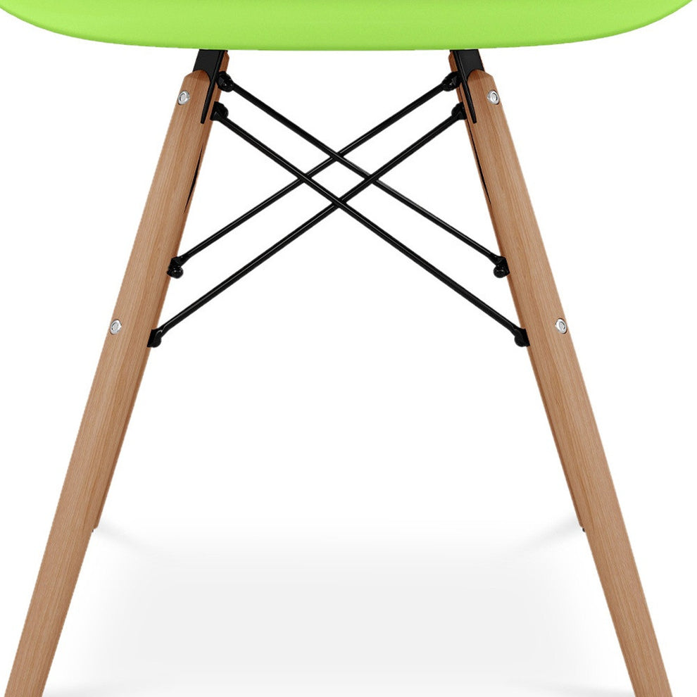 Green And Natural Heavy Duty Plastic And Solid Wood Dining Arm Chair By Homeroots | Dining Chairs | Modishstore - 8