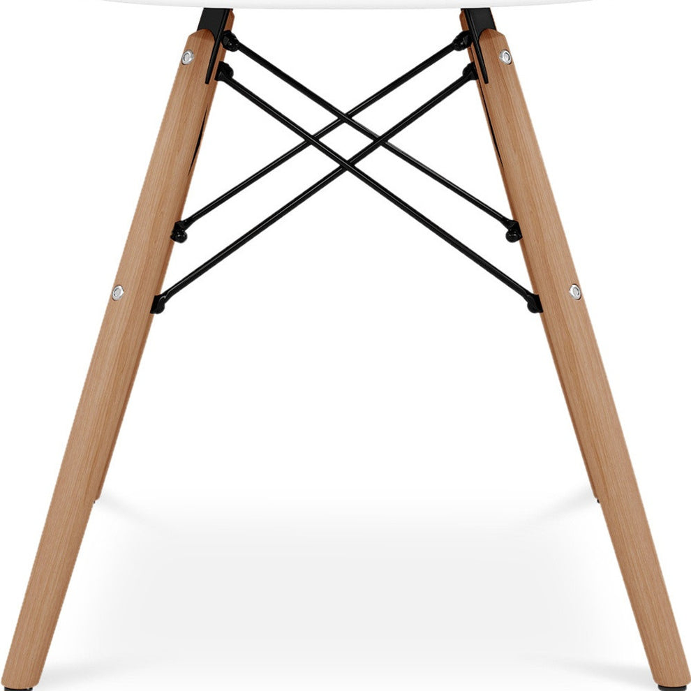 White And Natural Heavy Duty Plastic And Solid Wood Dining Arm Chair By Homeroots | Dining Chairs | Modishstore - 6