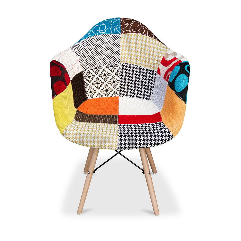 Black White and Rainbow And Natural Upholstered Fabric Dining Arm Chair By Homeroots | Dining Chairs | Modishstore - 3