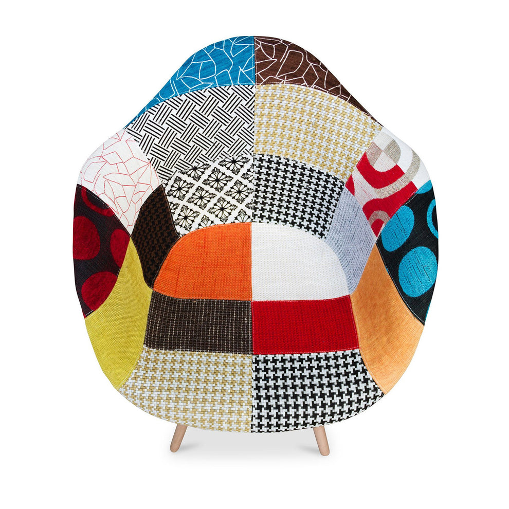 Black White and Rainbow And Natural Upholstered Fabric Dining Arm Chair By Homeroots | Dining Chairs | Modishstore - 4