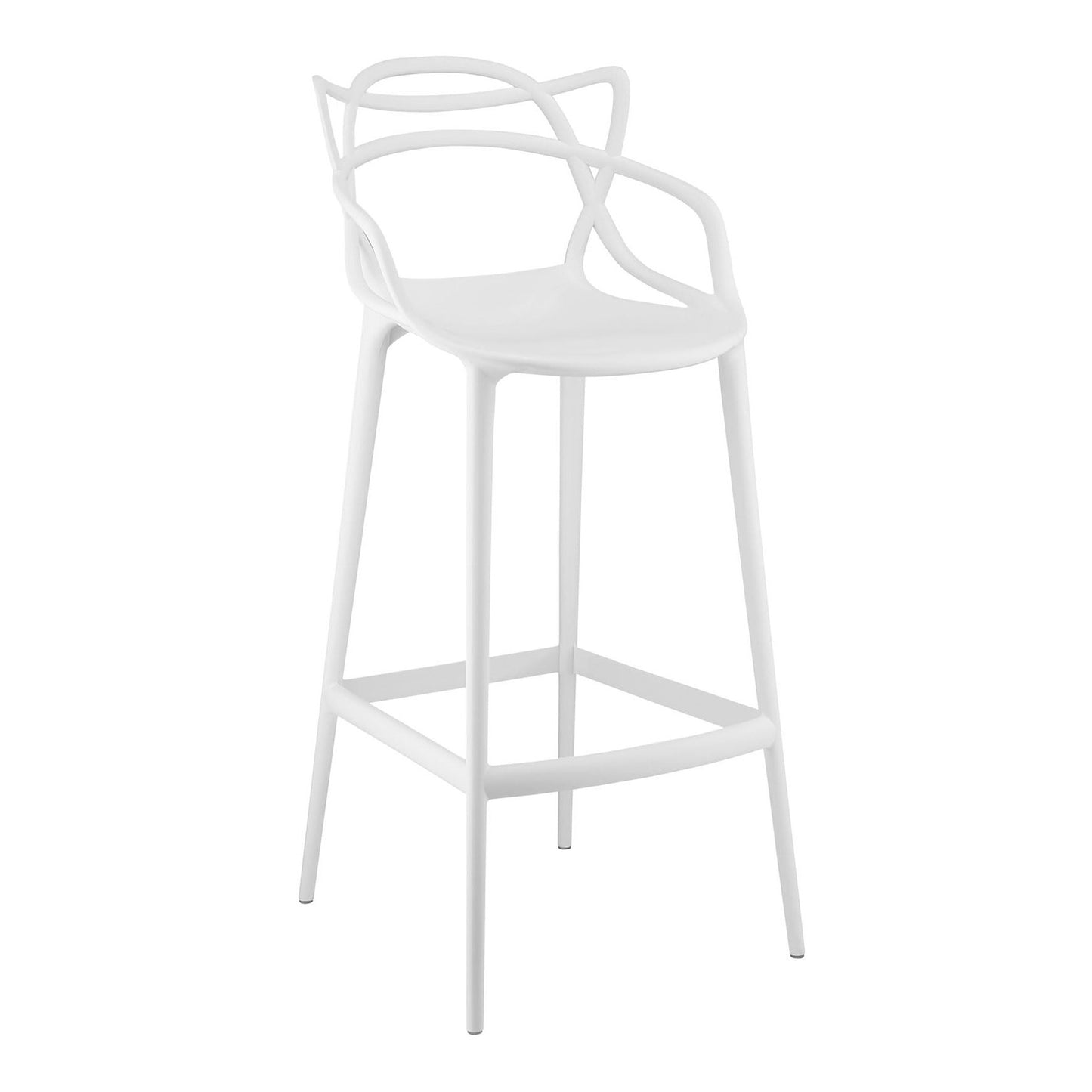 White Heavy Duty Plastic Bar Height Bar Chair By Homeroots | Bar Stools | Modishstore - 2